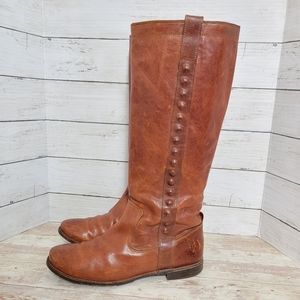 Frye Paige Stud tall riding boots in cognac 76121